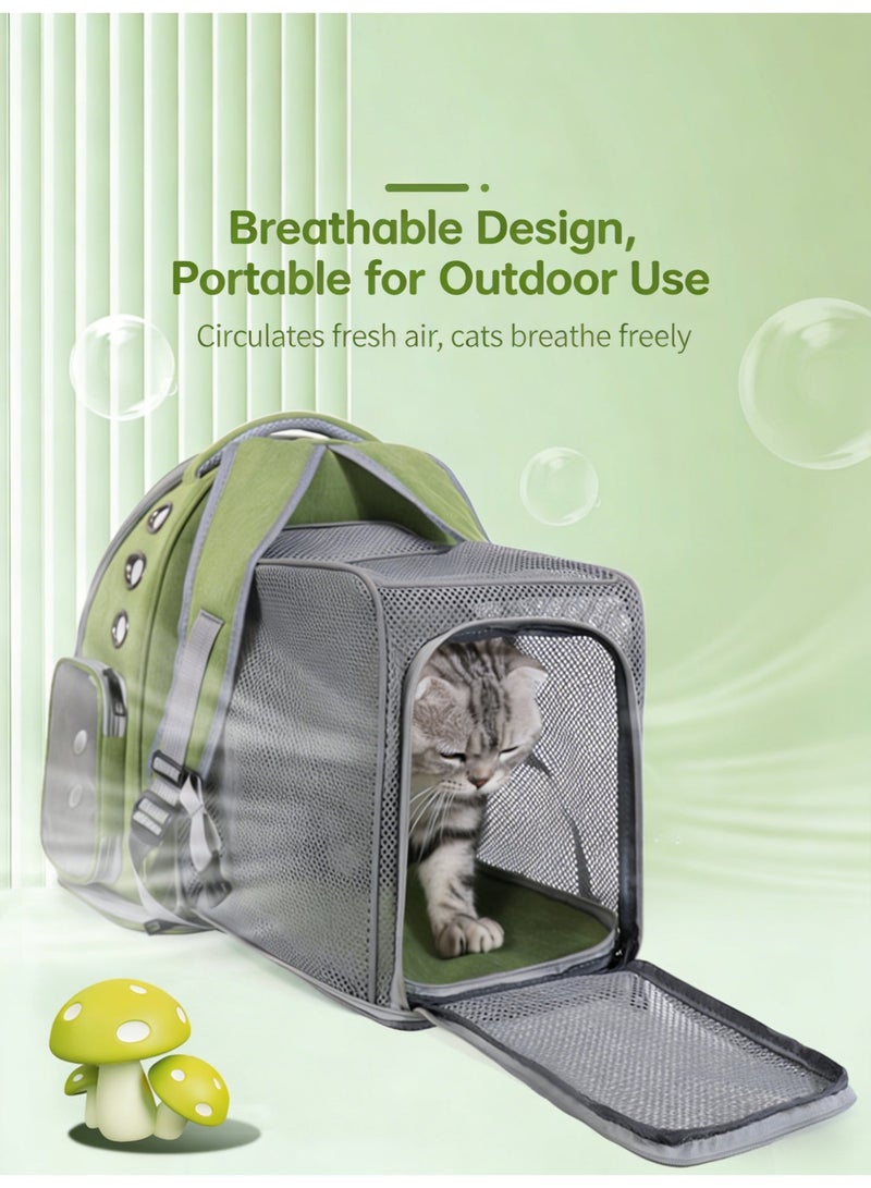 Stylish Pet Carrier Backpack with EXTRA SPACE, Breathable Cat Carrier Bag Expandable, Pet Bubble Backpack, Pet Travel Bag with Space Cover, Transparent Waterproof Portable Pet Space Capsule Backpack for Travel, Hiking, Walking and Outdoor-Green Expandable - Image 4
