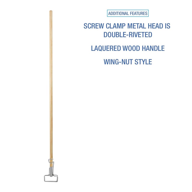 boardwalk Spring Grip Metal Head Mop Handle for Most Mop Heads, Wood, 60", Natural - Image 3