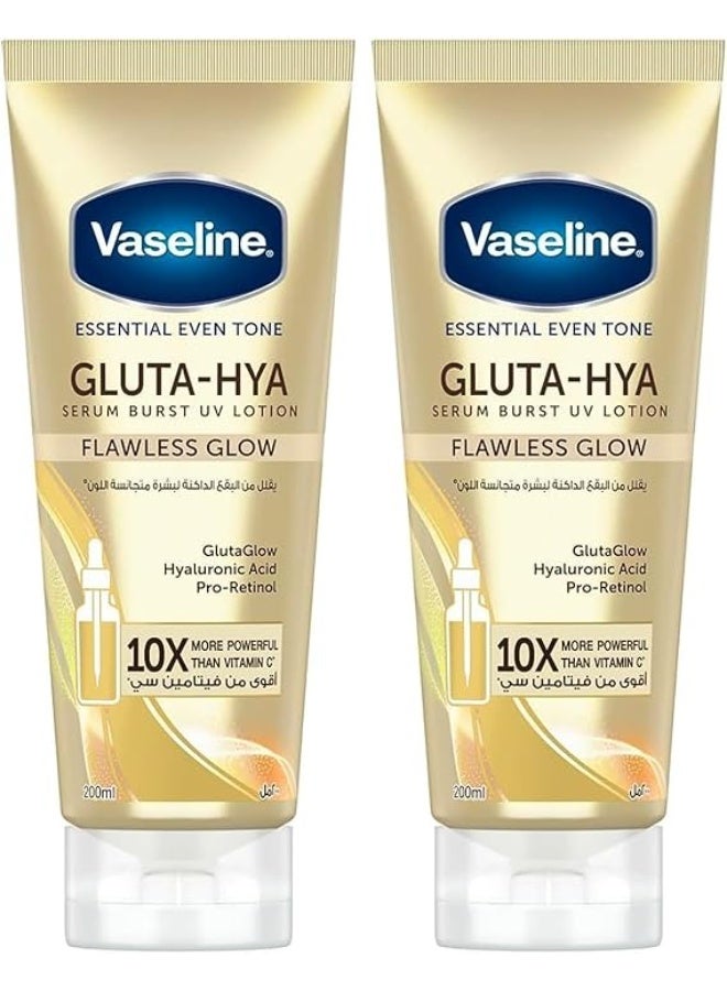 Vaseline (Pack of 2) Gluta-Hya Flawless Glow Serum Burst body Lotion,10x more powerful than vitamin c, for glowing & eventoned skin, 200ml - Image 1