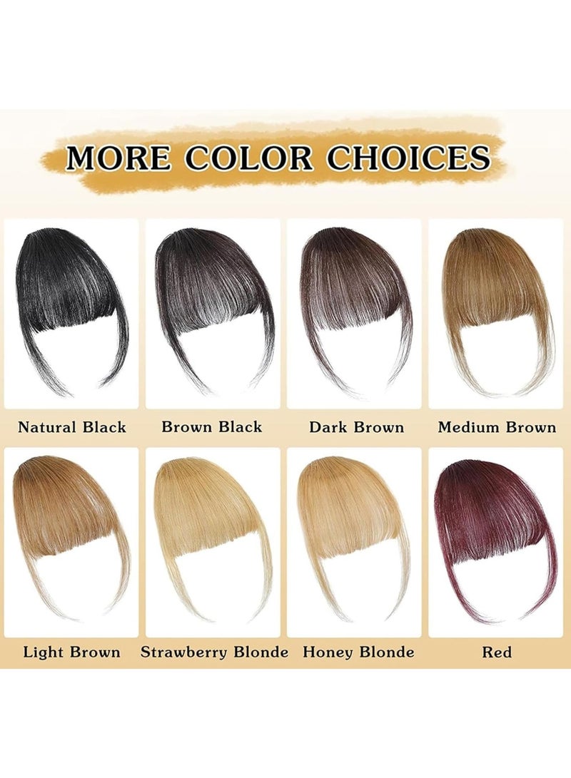 Clip in Bangs for Women, Real Human Hair Air Bangs with Side Temples, Natural Soft Curved Bangs Hairpiece, Wispy Clip on Fringe Extensions for Daily Wear (Dark Brown)2pcs - Image 4