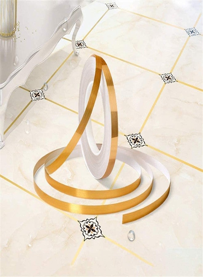 PUHBRHY 50m Home Tile Sticker Waterproof Gap Sealing Tape Strip Adhesive Tile Decoration Floor Tape for Floor and Wall(1cm x 50m, Gold) - Image 1