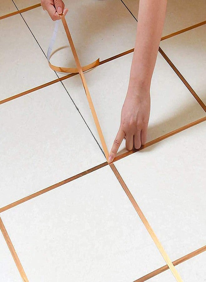 PUHBRHY 50m Home Tile Sticker Waterproof Gap Sealing Tape Strip Adhesive Tile Decoration Floor Tape for Floor and Wall(1cm x 50m, Gold) - Image 2