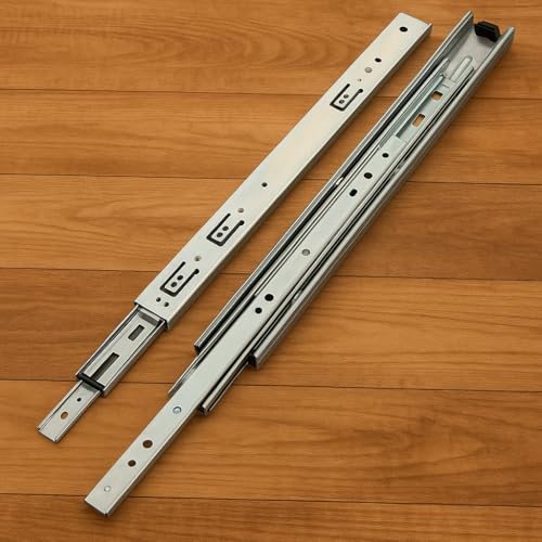 Lapo 10-Inch Heavy-Duty Mild Steel Drawer Channel Slides for Kitchen and Wardrobe - Telescopic Design, 45kg Capacity(Silver, Pack of 1 Set) - Image 1
