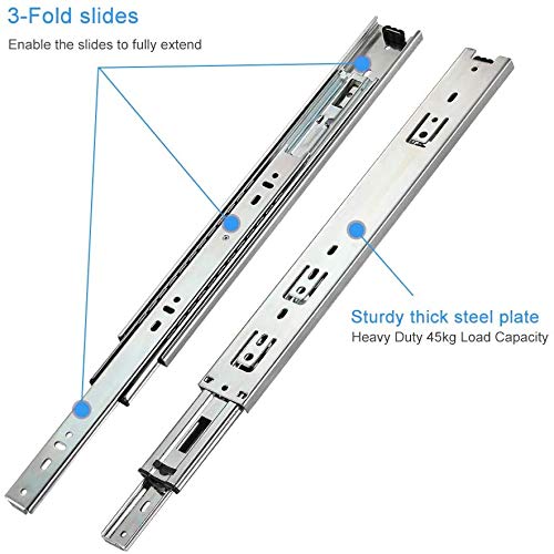 Lapo 10-Inch Heavy-Duty Mild Steel Drawer Channel Slides for Kitchen and Wardrobe - Telescopic Design, 45kg Capacity(Silver, Pack of 1 Set) - Image 5