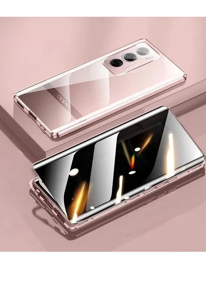 حافظة زجاجية مزدوجة الجوانب متوافقة مع ممن لهم رينو 12 برو 5 جرام واقي عدسة مغناطيسي معدني مضاد للخصوصية غطاء هاتف رينو 12 برو