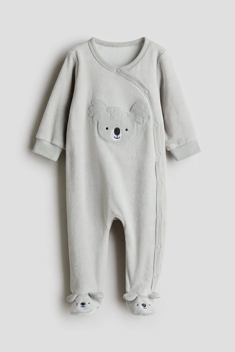 H&M Velour sleepsuit with full feet