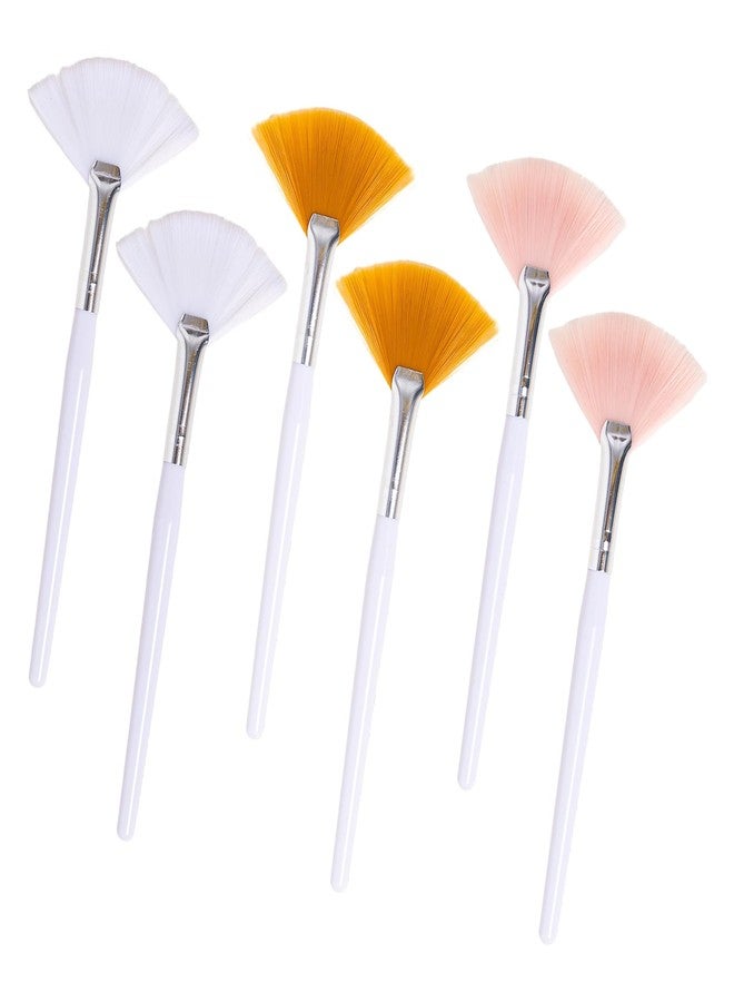 Amzlysdok 6PCS Fan Brush,Facial Brushes Esthetician,Fan Facial Mask Applicator Tools Soft Makeup Brushes Cosmetic Tools, Multipurpose Facial Mask Brushes for Estheticians and Home Use(3 colors） - Image 1