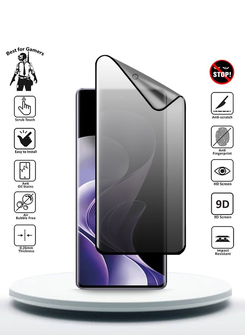 Wtech vivo V40 / V40 Pro / V40 Lite 5G 2024 Nano Ceramic Privacy Full Glue Full Cover Matte Flexible Screen Protector (MSCNMP) - Clear/Black - Image 2