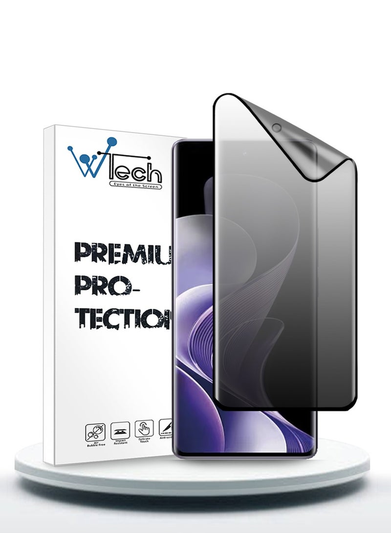 Wtech vivo V40 / V40 Pro / V40 Lite 5G 2024 Nano Ceramic Privacy Full Glue Full Cover Matte Flexible Screen Protector (MSCNMP) - Clear/Black - Image 1
