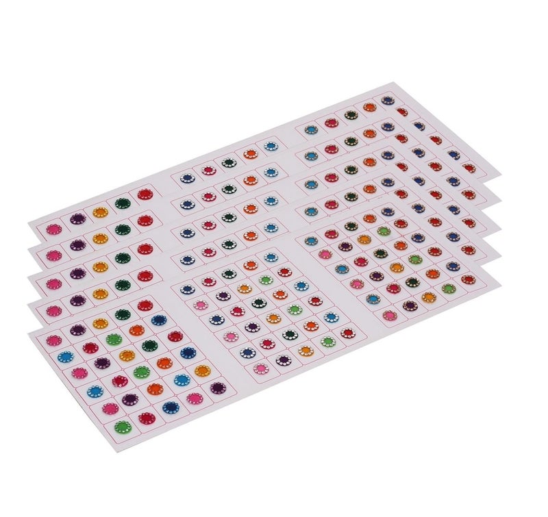 VAMA Fashions Forehead Rhinestone Stick Bindi Patta kumkum Stone Sticker Bindis Card Set for Women Girls 5 Cards Multicolour Stone Sticker - Image 1