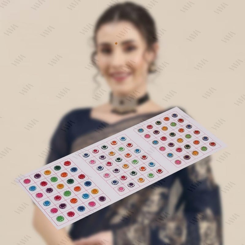 VAMA Fashions Forehead Rhinestone Stick Bindi Patta kumkum Stone Sticker Bindis Card Set for Women Girls 5 Cards Multicolour Stone Sticker - Image 2