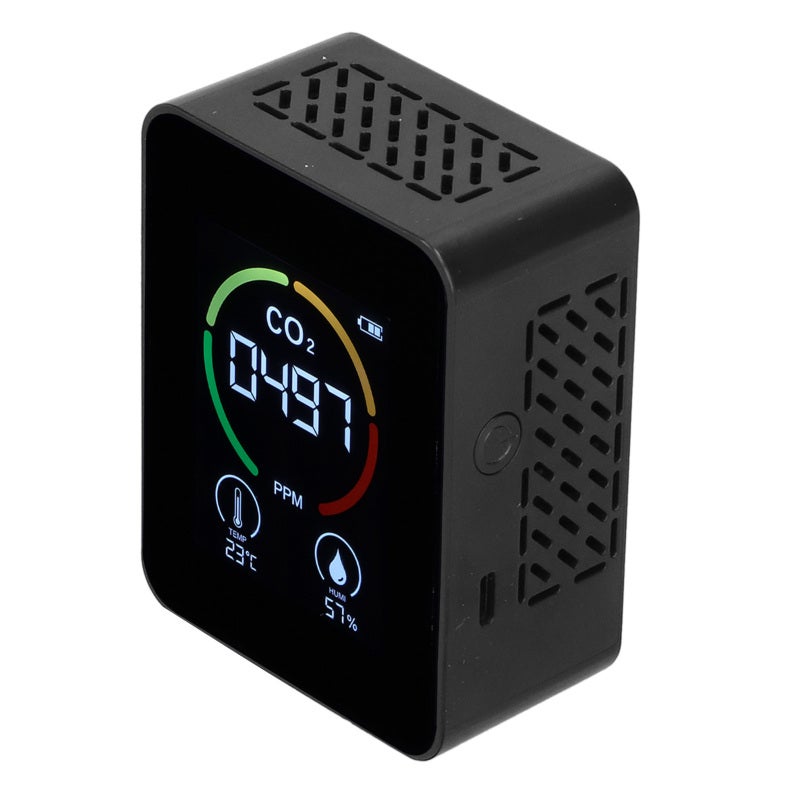 Carbon Dioxide Monitor: Black Portable Infrared Detection Monitor - High Accuracy Colorful Led Display Air Quality Monitor for Home Kitchen Bedroom Outdoor Use - Image 5