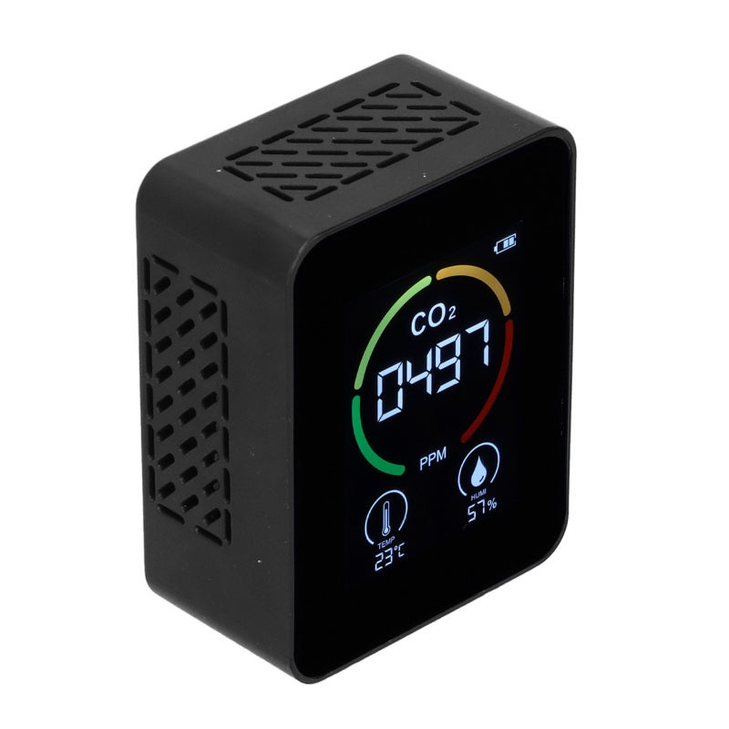 Carbon Dioxide Monitor: Black Portable Infrared Detection Monitor - High Accuracy Colorful Led Display Air Quality Monitor for Home Kitchen Bedroom Outdoor Use - Image 2