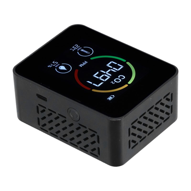 Carbon Dioxide Monitor: Black Portable Infrared Detection Monitor - High Accuracy Colorful Led Display Air Quality Monitor for Home Kitchen Bedroom Outdoor Use - Image 4