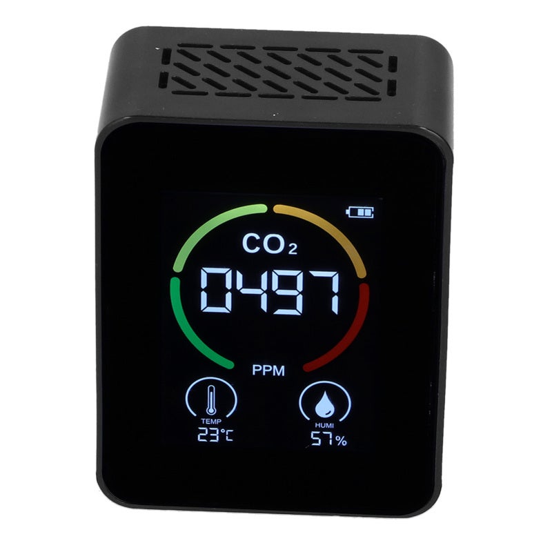 Carbon Dioxide Monitor: Black Portable Infrared Detection Monitor - High Accuracy Colorful Led Display Air Quality Monitor for Home Kitchen Bedroom Outdoor Use - Image 1