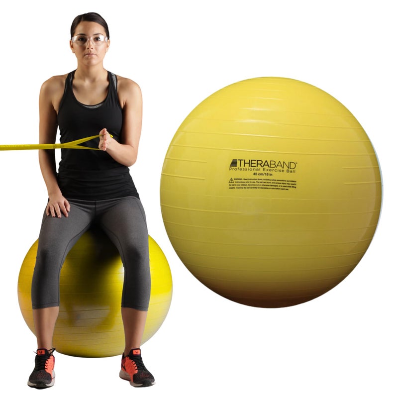 THERABAND Standard Exercise Ball, 18" Yellow Stability Trainer for 4'7"â€“5' Users, Yoga & Pilates Ball, Balance & Core Trainer, For Athletes Fitness at Gym & Home - Image 1