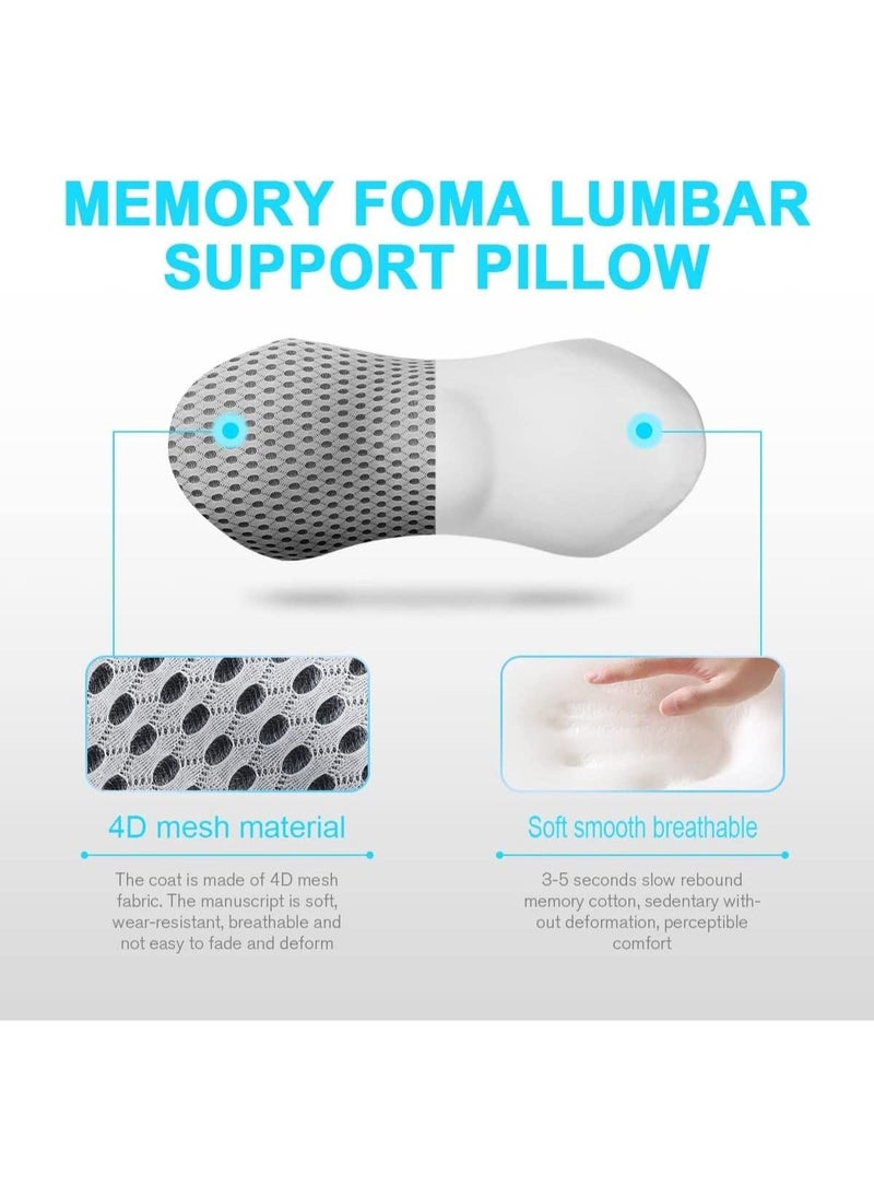 Ergonomic Memory Foam Lumbar Support Pillow for Bed Back Pain Relief Removable Washable Backrest Cushion for Office Chair Car Seat Grey - Image 3