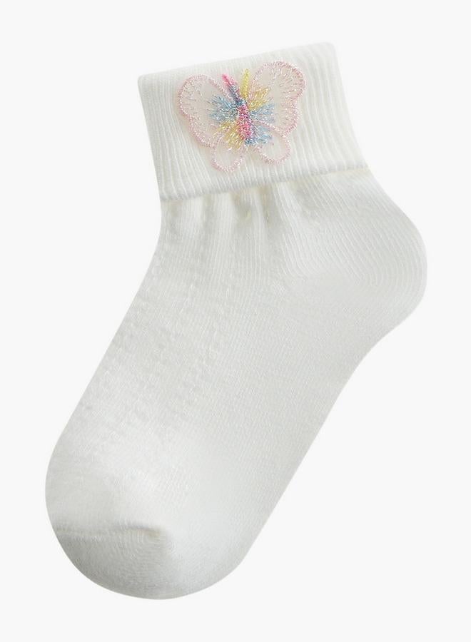 Flora Bella By Shoexpress Pack of 2 Flora Bella Girls Socks with Butterfly Embroidery Ramadan Collection - Image 2