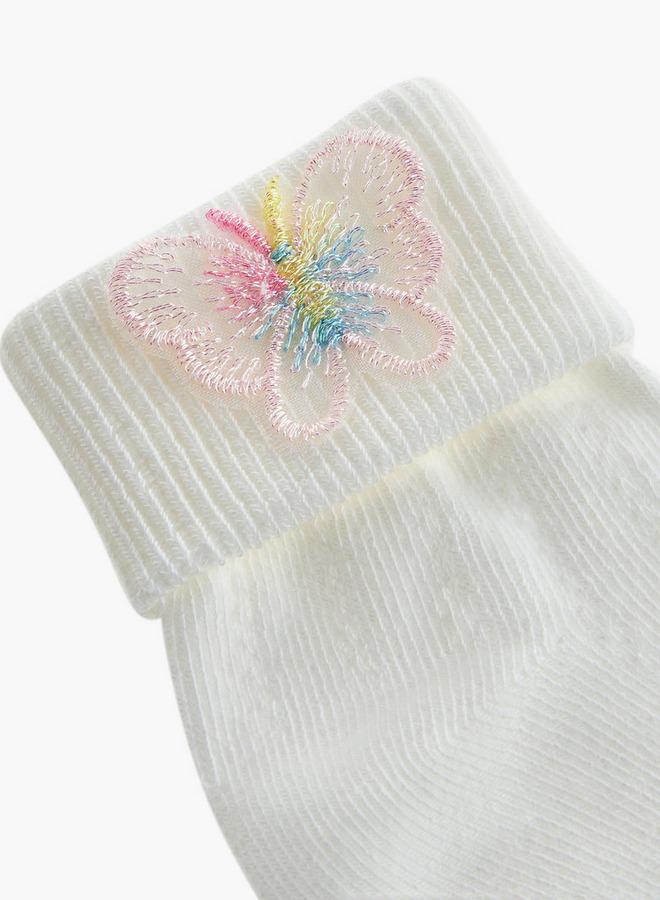 Flora Bella By Shoexpress Pack of 2 Flora Bella Girls Socks with Butterfly Embroidery Ramadan Collection - Image 3