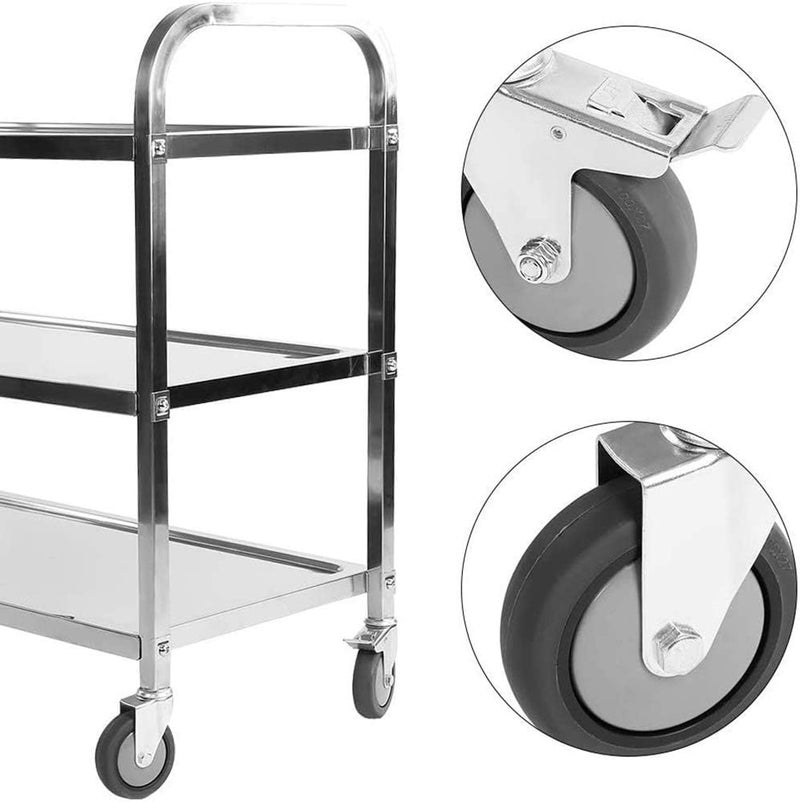 windforgecraft Stainless Steel 3-Tier Kitchen Cart Kitchen, with Wheels and Handle 3-Tier Kitchen Trolley Serving Cart, Food Storage Shelf for Restaurant Hotels Home - Image 4