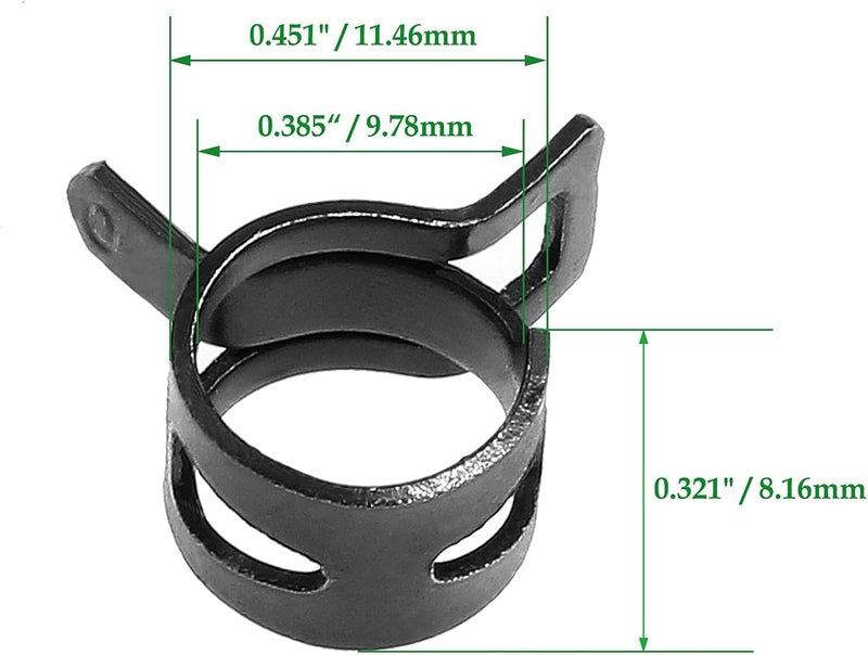 Rierdge 20 Pcs 3/8 Inch ID Spring Band Type Clamps, 10mm Fuel Hose Clamps Fasteners, Black Spring Hose Clip for Fuel Hose Line Water Pipe Air Tube Hose - Image 2