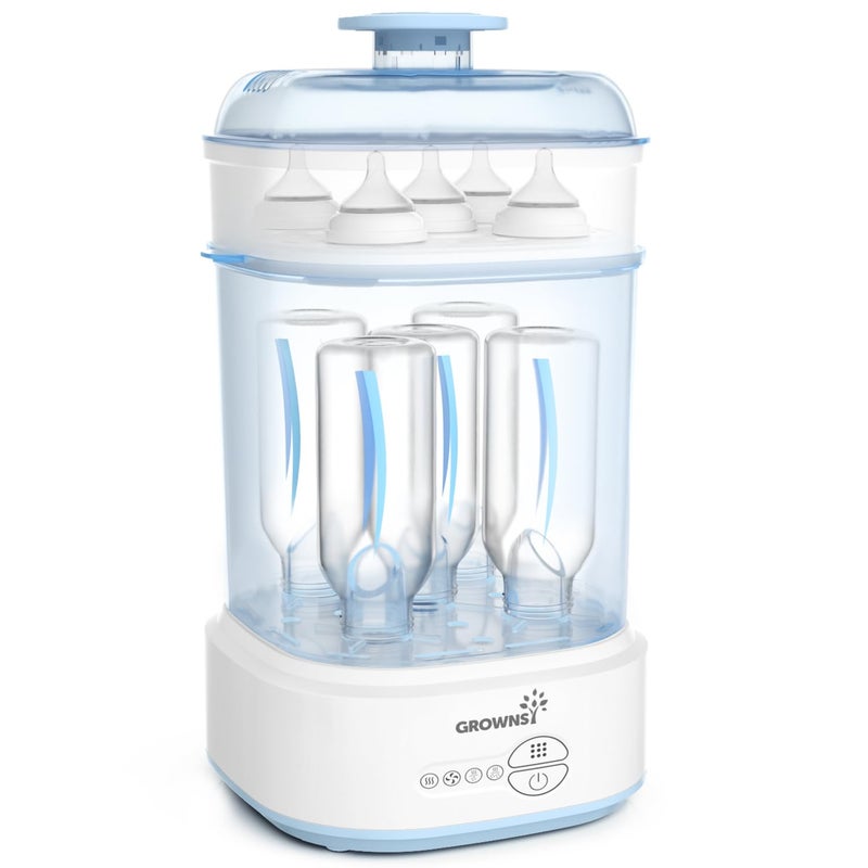 GROWNSY Bottle Sterilizer and Dryer Compact Electric Steam Baby Bottle Sterilizer Esterilizador de Biberones Bottle Sanitizer for Baby Bottles Pacifiers Pump Parts Blue 