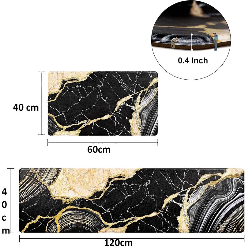 Clefairy Anti Fatigue Kitchen Mat Cushioned 2 Piece Kitchen Rugs Non Slip Waterproof Kitchen Floor Mats Gold Kitchen Accessories and Decor Comfort Memory Foam Kitchen Mats for Floor Laundry Room - Image 5