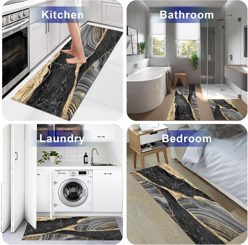Clefairy Anti Fatigue Kitchen Mat Cushioned 2 Piece Kitchen Rugs Non Slip Waterproof Kitchen Floor Mats Gold Kitchen Accessories and Decor Comfort Memory Foam Kitchen Mats for Floor Laundry Room - Image 3