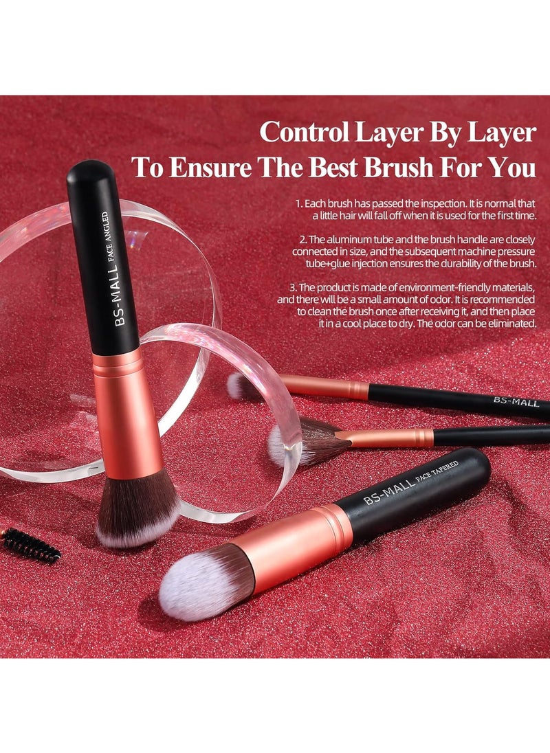 BS Mall BS-MALL Makeup Brush Set 14 Pcs Premium Synthetic Foundation Powder Concealers Eye Shadows , Rose Golden  - Image 4