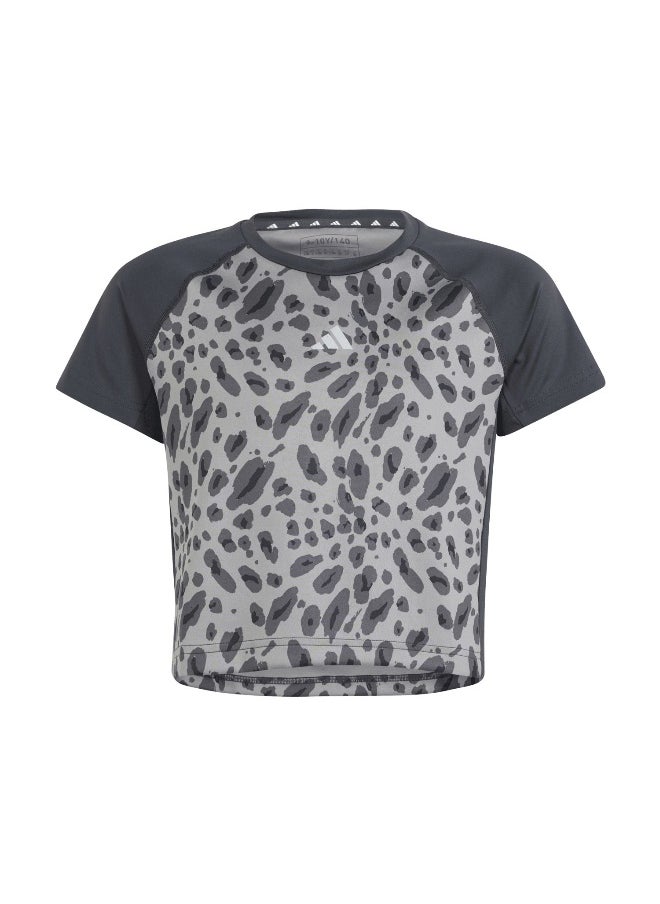 Adidas - adidas Jg Aop Tee Grey Training T-Shirts 5-6Y - Image 1