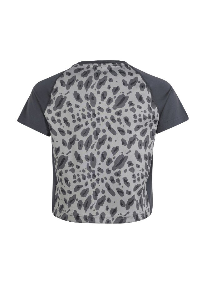 Adidas - adidas Jg Aop Tee Grey Training T-Shirts 5-6Y - Image 1