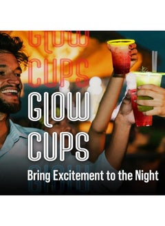 IMPRESA [36 Pack] Glow Cups With Multi Color Neon Glow Sticks For Parties Clear Plastic Glowing Party Cups Glow In The Dark Party Supplies Glow In The Dark Party Favors Glow In The Dark Cups 16 Oz  - Image 3