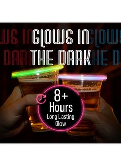 IMPRESA [36 Pack] Glow Cups With Multi Color Neon Glow Sticks For Parties Clear Plastic Glowing Party Cups Glow In The Dark Party Supplies Glow In The Dark Party Favors Glow In The Dark Cups 16 Oz  - Image 4