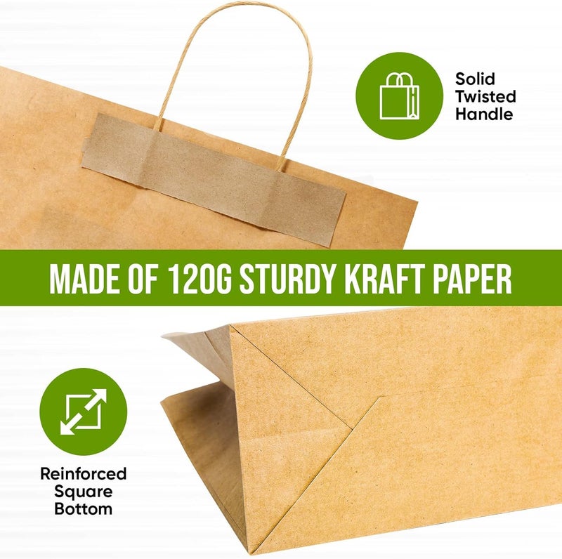 Amit Marketing Kraft Paper Bag with Handle I Large Brown Paper Gift Bags (15X4.5X12 Inch) for Return Gifts, Wedding, Birthday, Party Favours, Shopping, Retail, Grocery, Craft & Business Use - 10 Pcs - Image 3