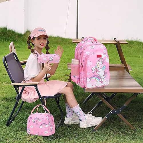 Frantic Waterproof Polyester 26 L School Backpack School Bag Daypack Picnic Bag For Boys & Girls(RR_Pink_Dancing_Unicorn) - Image 3
