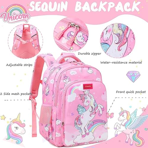 Frantic Waterproof Polyester 26 L School Backpack School Bag Daypack Picnic Bag For Boys & Girls(RR_Pink_Dancing_Unicorn) - Image 4