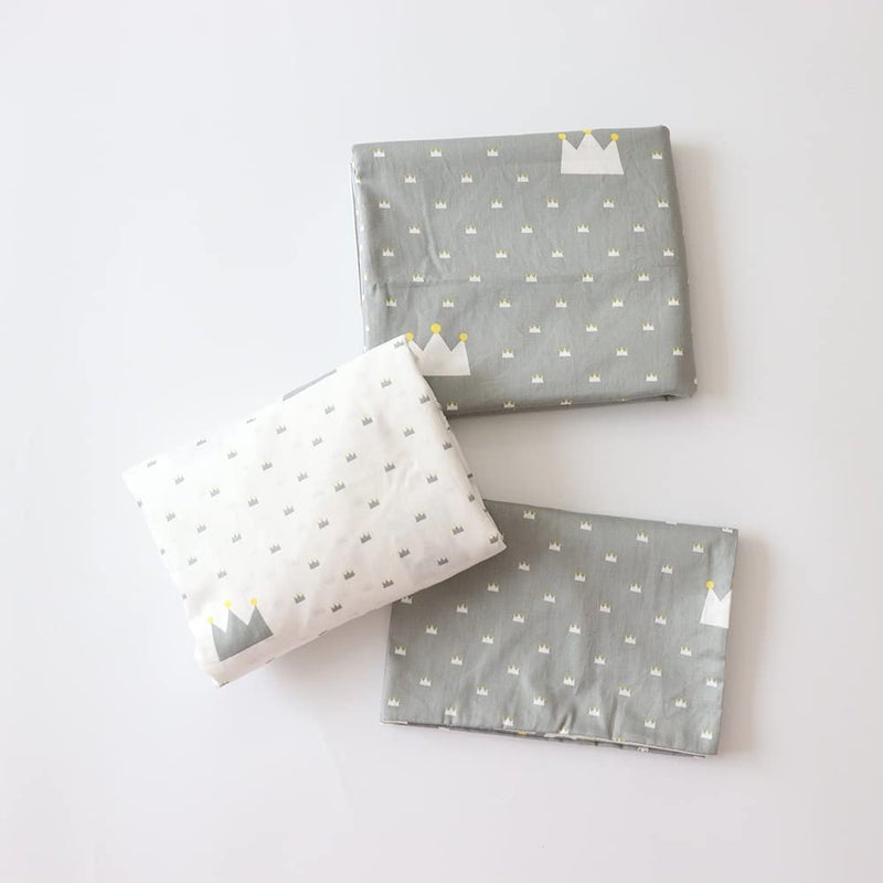 Emenpy 100% Cotton Crib Bedding Set for Baby Boys Girls,3 Pcs Baby Bed Linen Include Duvet Cover,Fitted Sheet,Pillowcase,Nursery Decoration,No Filler(Grey) - Image 2