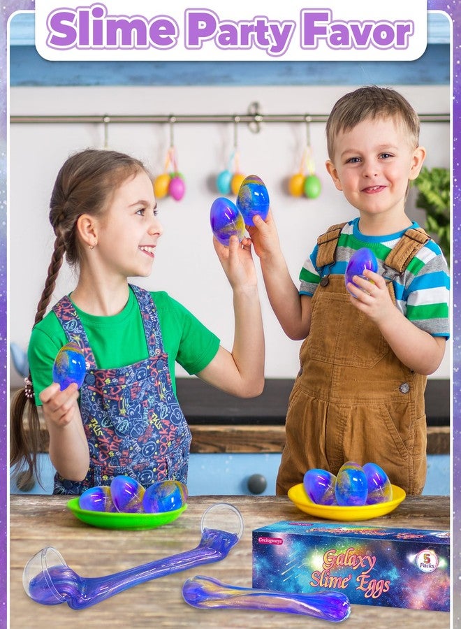 Greingways 5 Pack Prefilled Easter Eggs Galaxy Slime Toys, Teens Easters Basket Stuffers Egg Fillers, Easter Games Gift Party Favors Filled Egg for Kids Boys Girls Toddlers (Blue+Purple+Gold) - Image 2