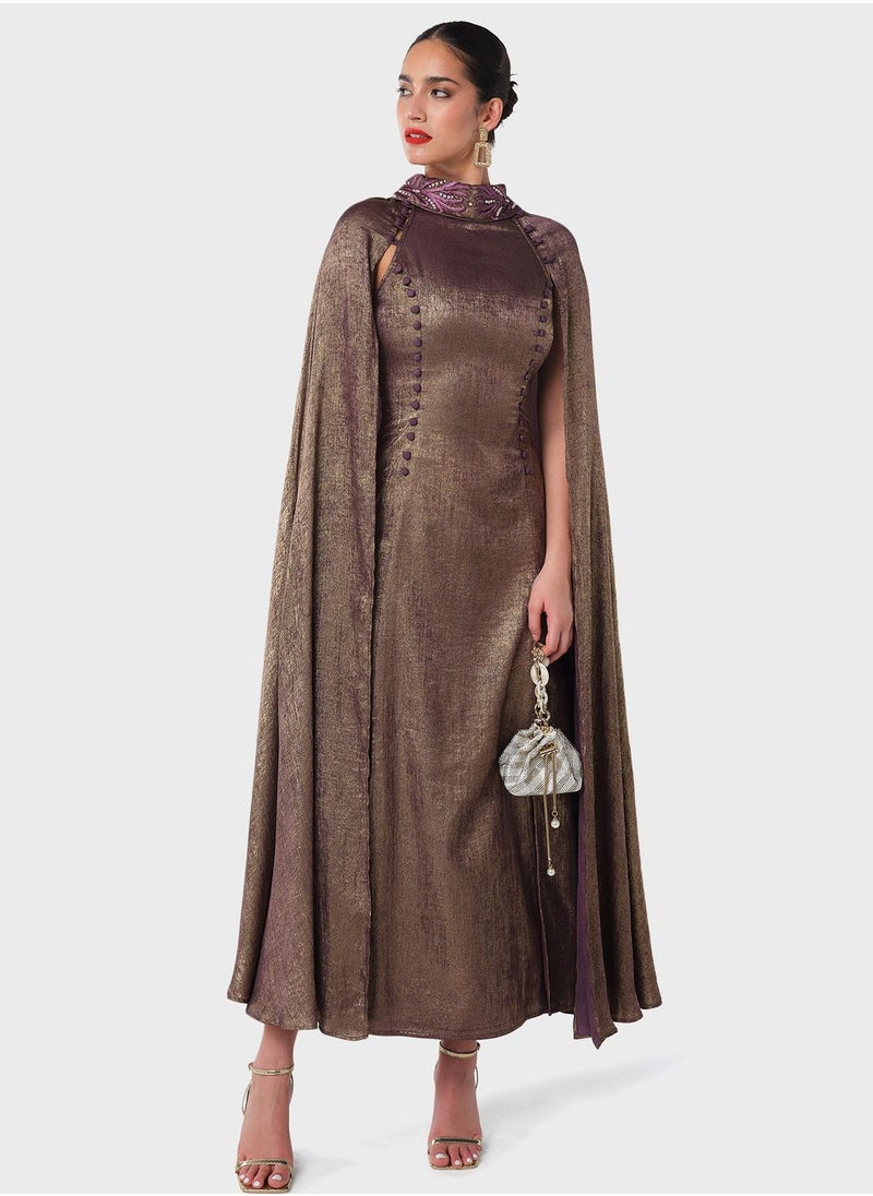 Threadz by Ajooni - Embellished Neck Cape Kaftan - Image 1