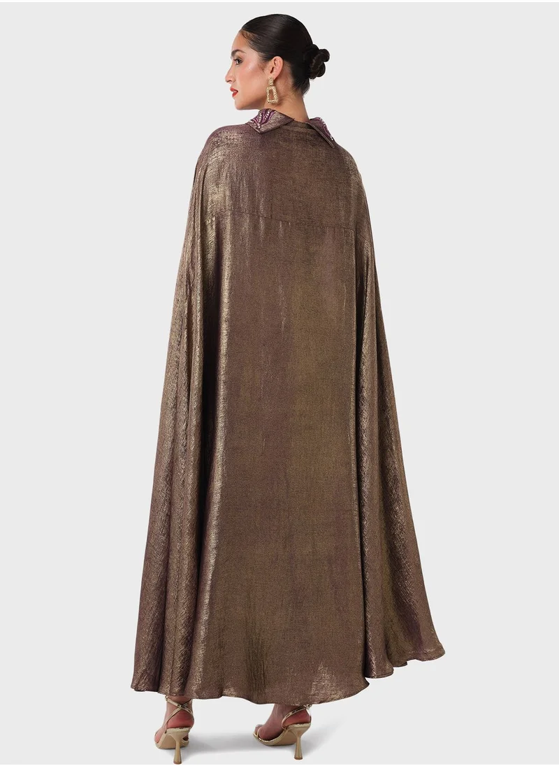 Threadz by Ajooni Embellished Neck Cape Kaftan