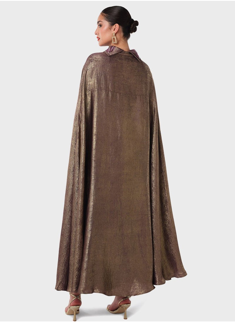 Threadz by Ajooni - Embellished Neck Cape Kaftan - Image 1