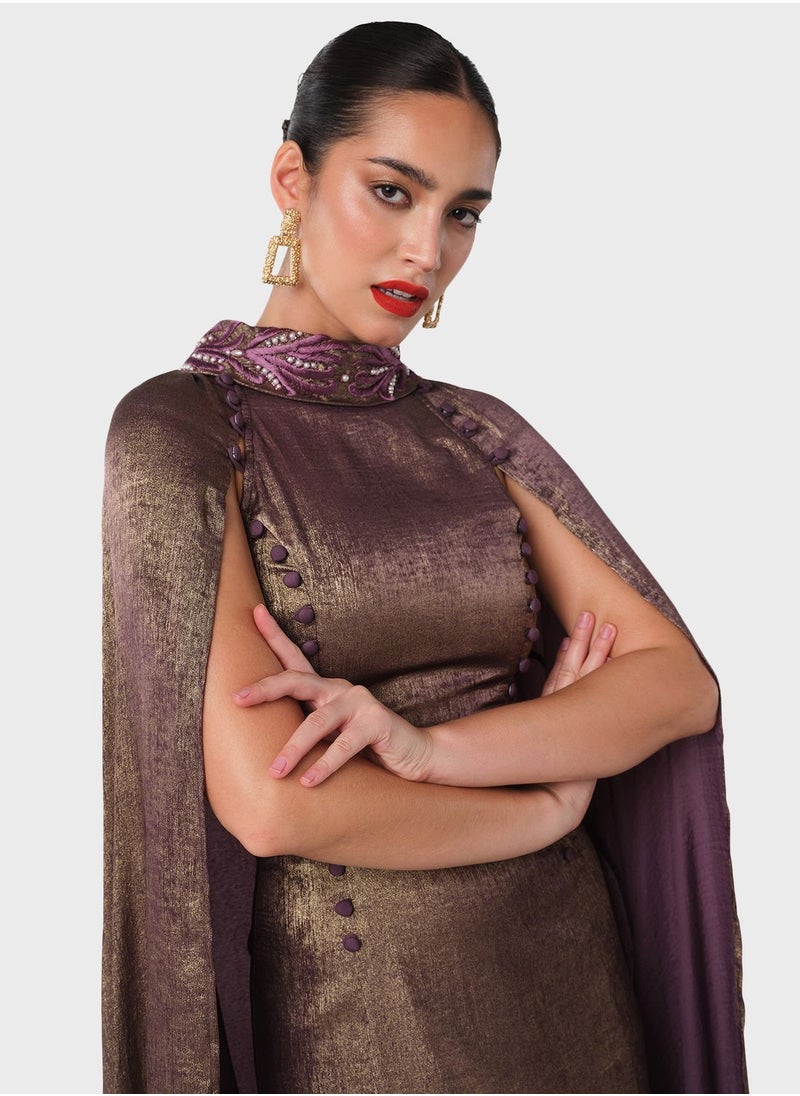 Threadz by Ajooni - Embellished Neck Cape Kaftan - Image 1