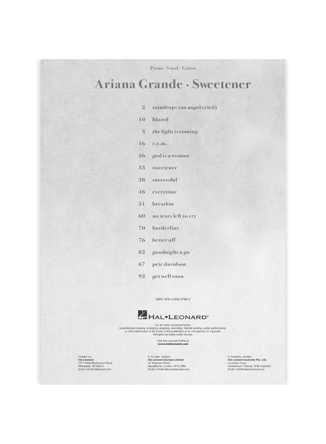 Hal Leonard Publishing Corporation Ariana Grande: Sweetener - Image 3