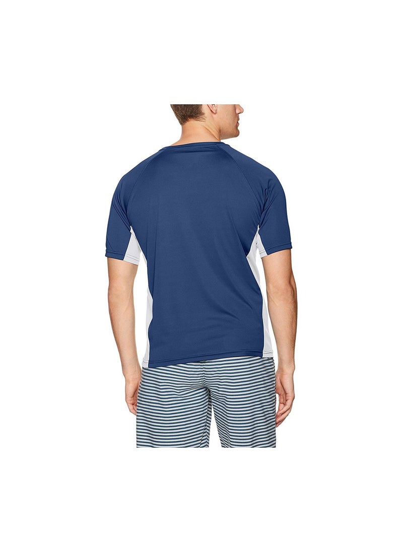 Mr.Swim - Mr. Swim Men Color Block UPF 50 Swim Tee, Navy and White - Image 1