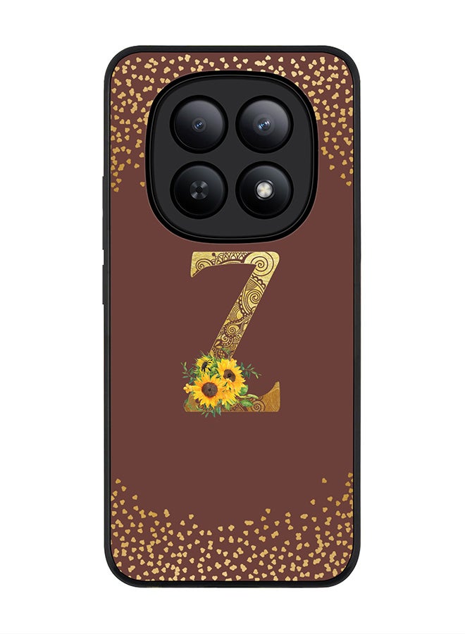 For Xiaomi Redmi Note 15 5G / Poco M8 Case,Slim fit Camera Protection, Shockproof Thin Phone cover  - Custom Floral Monogram - Z  (Brown )