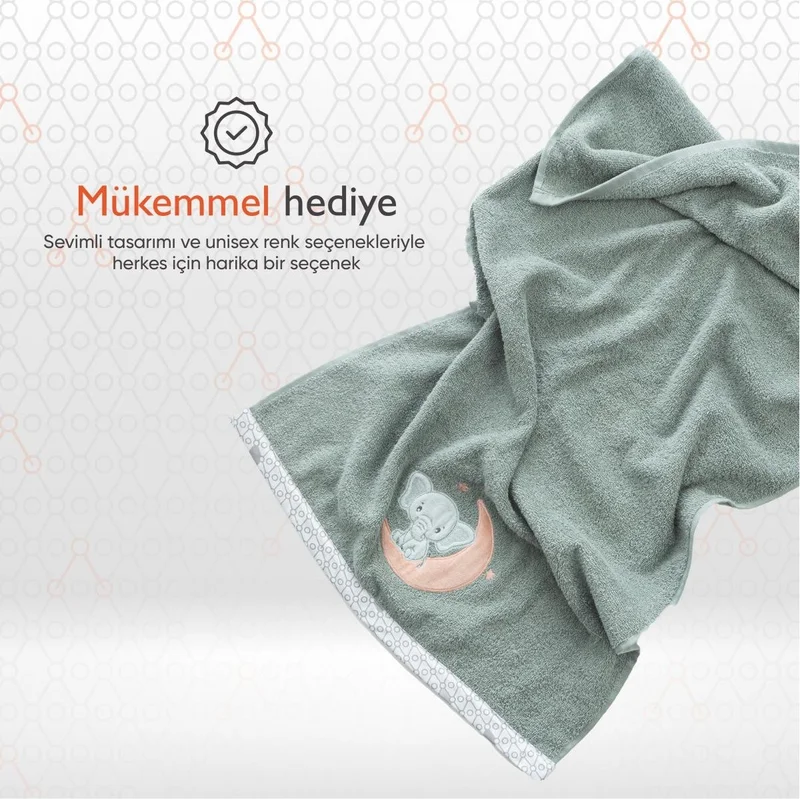 Gezenbebe Hero Embroidered Baby Kids Hand & Head Towel (50x90) Elephant