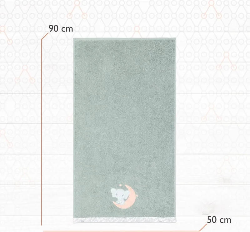 Gezenbebe Hero Embroidered Baby Kids Hand & Head Towel (50x90) Elephant