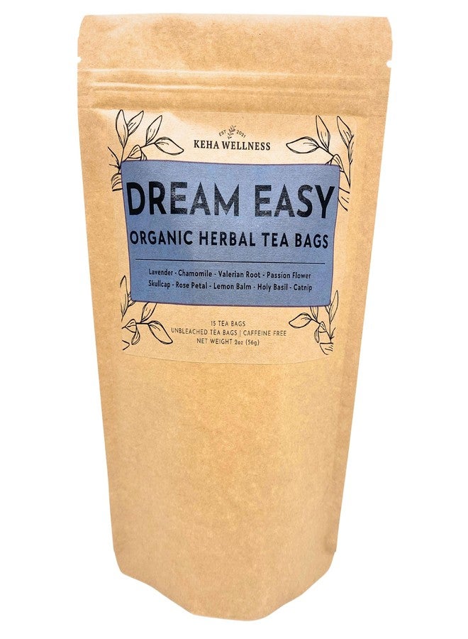 Keha Wellness Organic Dream Easy Herbal Tea Bags, 15 Extra Full and Flavorful Tea Bags, Caffeine Free, Sleep Tea for Nighttime and Bedtime, Beauty Sleep, Made in the USA - Image 1
