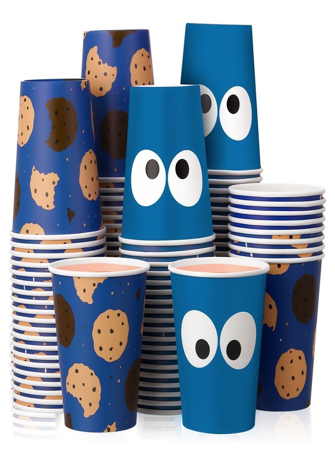 Vesici 100 Pcs 9 oz Monster Party Supplies Disposable Paper Cups Cartoon Blue Monster Themed Party Cups for Girl Boy Birthday Baby Shower Decorations - Image 1
