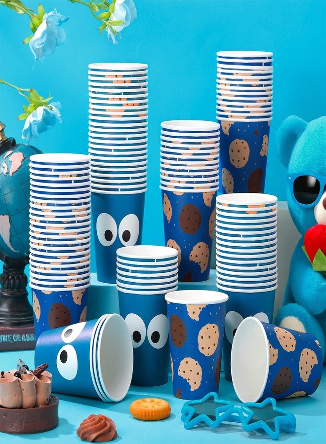 Vesici 100 Pcs 9 oz Monster Party Supplies Disposable Paper Cups Cartoon Blue Monster Themed Party Cups for Girl Boy Birthday Baby Shower Decorations - Image 3